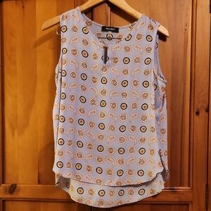 Nine West Sleeveless Blouse - Blue and Orange Spiral